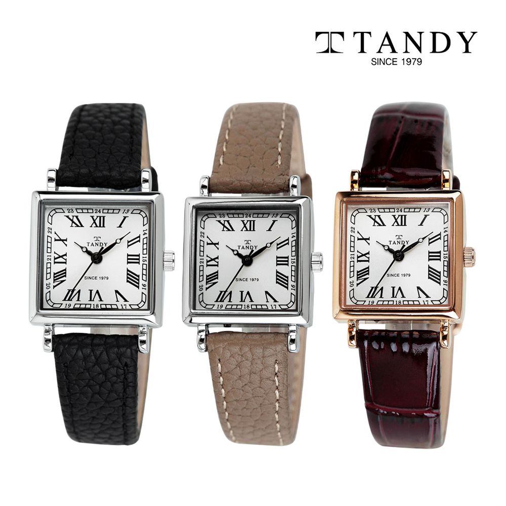 [TANDY] Modern Women's Square Leather Wristwatch T-1903 – Chic & Simple Design, Daily Wear, Sleek Minimalist Style with Premium Leather Band