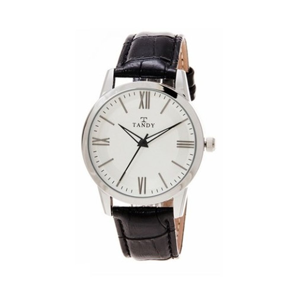 [TANDY] Men's Leather Watch T1662M-W | Classic Design with Precisely Cut Die-Cast Glass & Simple Index | Water-Resistant & Luxurious Cowhide Strap