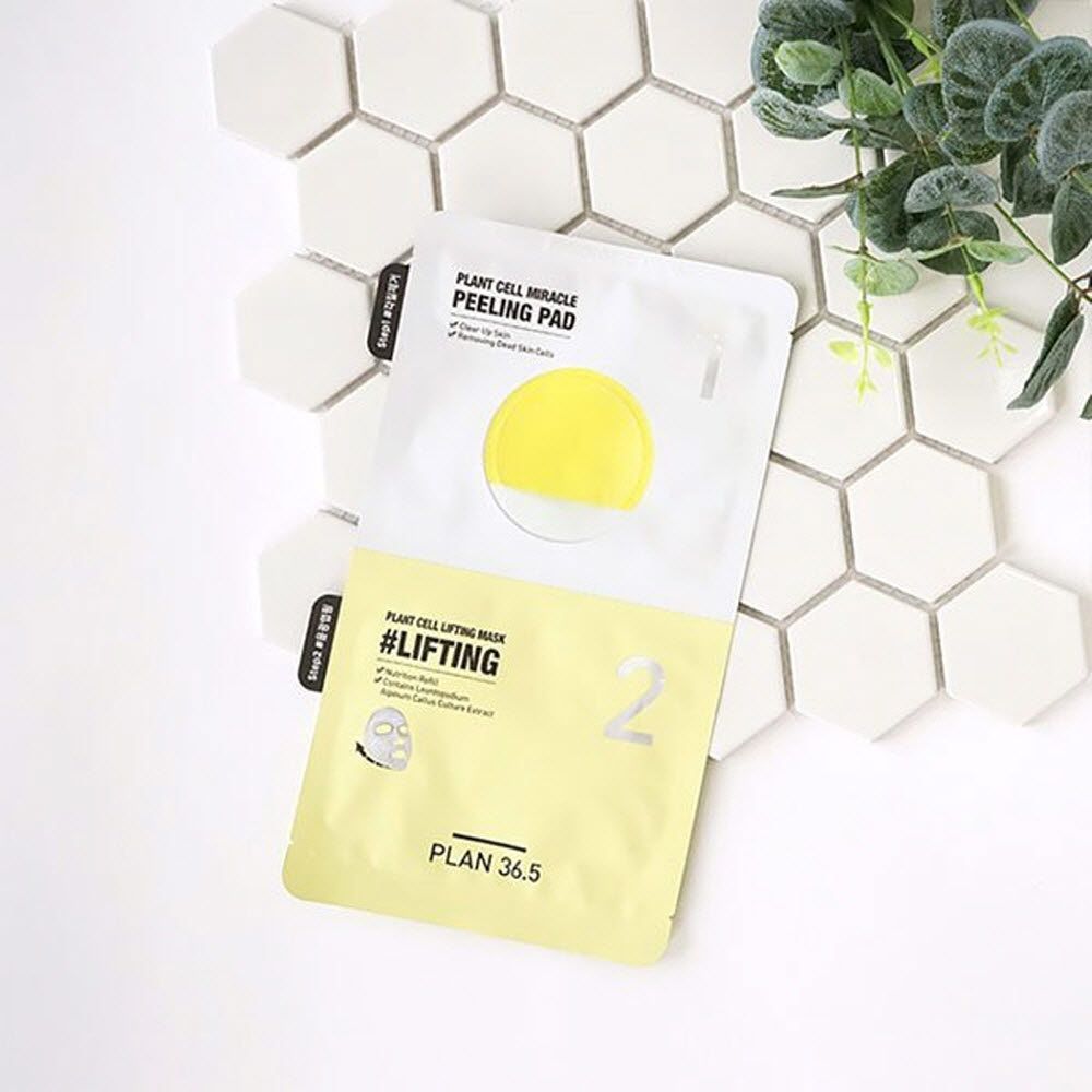 [PLAN36.5] Plant Cell 2-Step Mask Lifting Peel (5 Sheets) - Elasticity Boosting Mask Pack, Dual-Action Care, Eco-Friendly Mask _  Made in Korea
