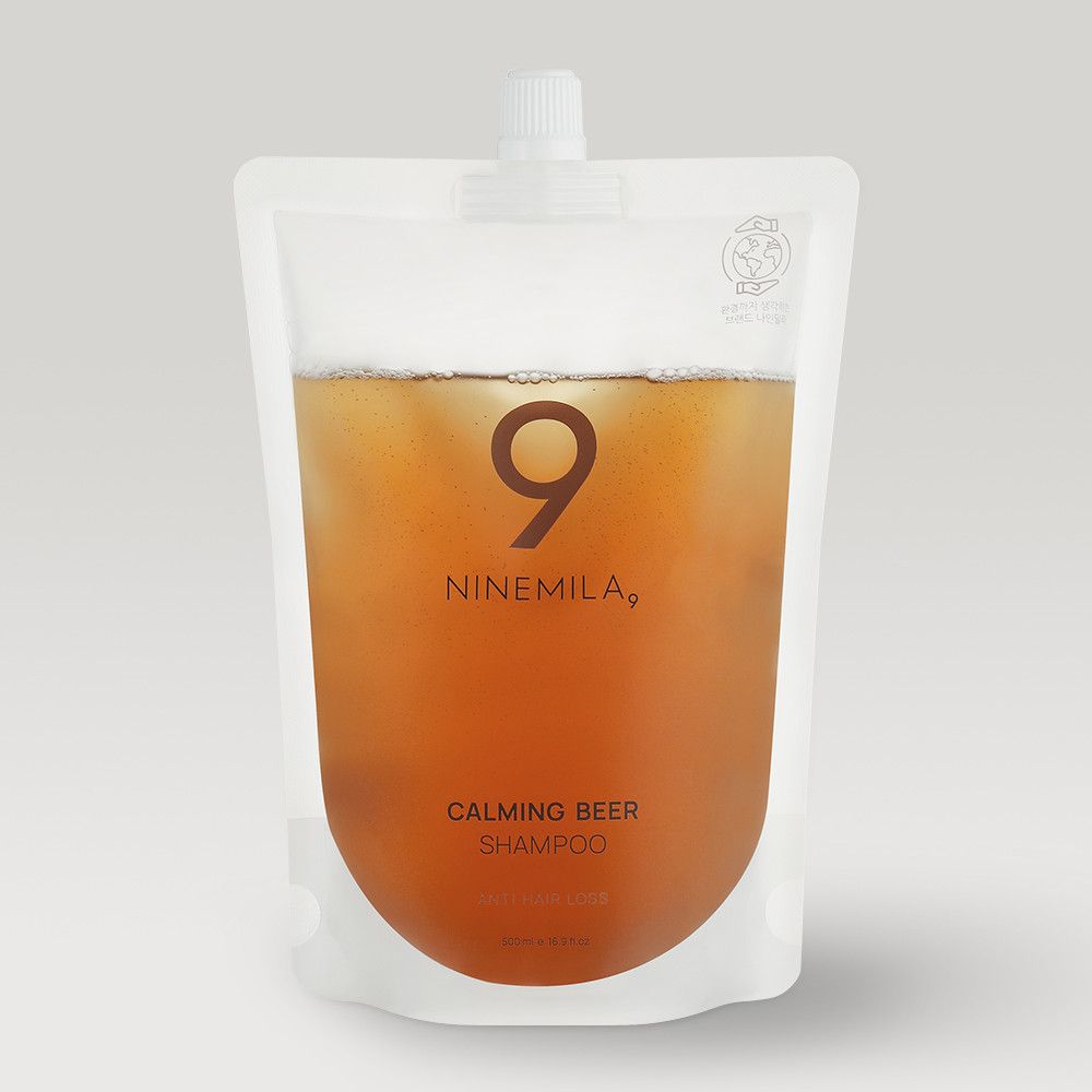 [NINEMILA] Beer Yeast (Calming Beer) Hair Loss Shampoo Refill Pouch  500ml - Patent-Protected Beer Yeast & Collagen for Gentle Scalp Care  Made in Korea