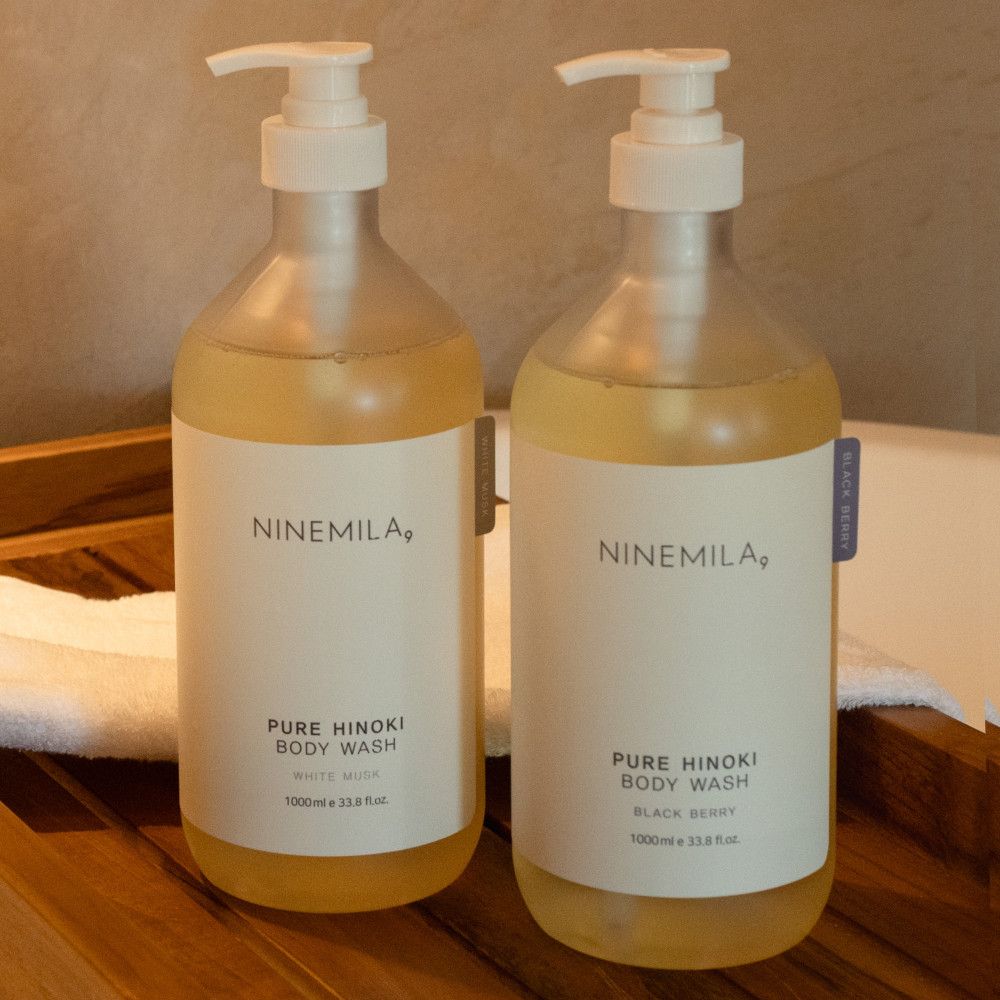 [NINEMILA] Pure Hinoki Body Wash 1000ml (Blackberry, White Musk) - Fragrant Large Capacity Shower Gel pH-Balanced Perfume Made in Korea