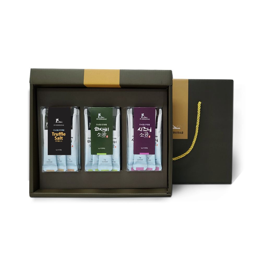 [The Healthy Sinan Salt] Sinan Sunlight Premium Set No. 2 - Mineral-Rich Korean Sea Salt, Truffle Salt, Wasabi Salt, Seasoning Salt (Stick Type)