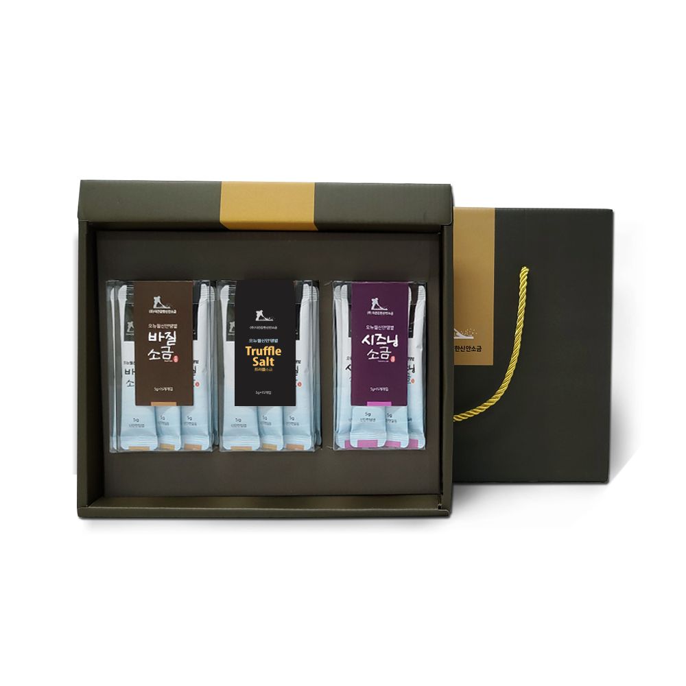 [The Healthy Sinan Salt] Sinan Sunlight Premium Set No. 4 - Mineral-Rich Korean Sea Salt,  Basil Salt, Truffle Salt, Seasoning Salt (Stick Type)