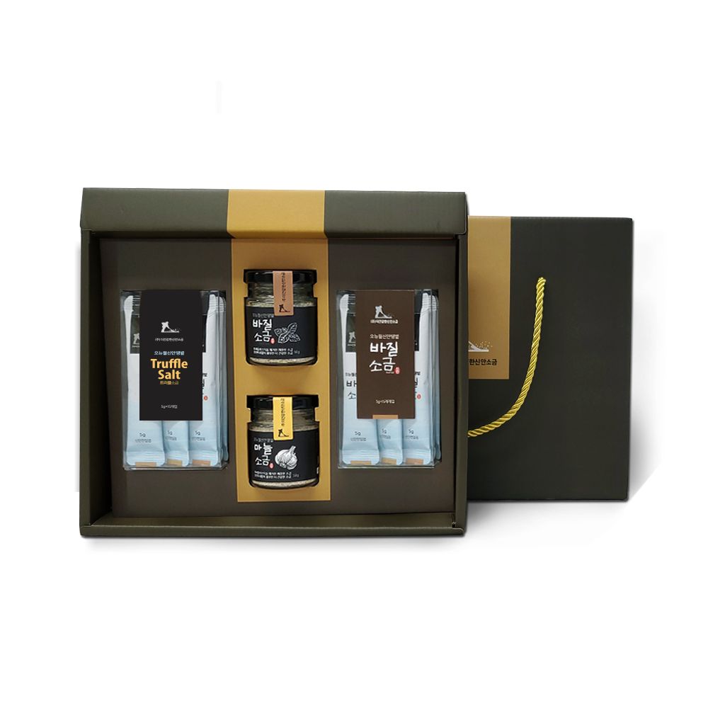 [The Healthy Sinan Salt] Sinan Sunlight THE SINAN (Jar) SALT SET No. 4 -  Truffle Salt, Basil Salt, Garlic Salt, Made in Korea