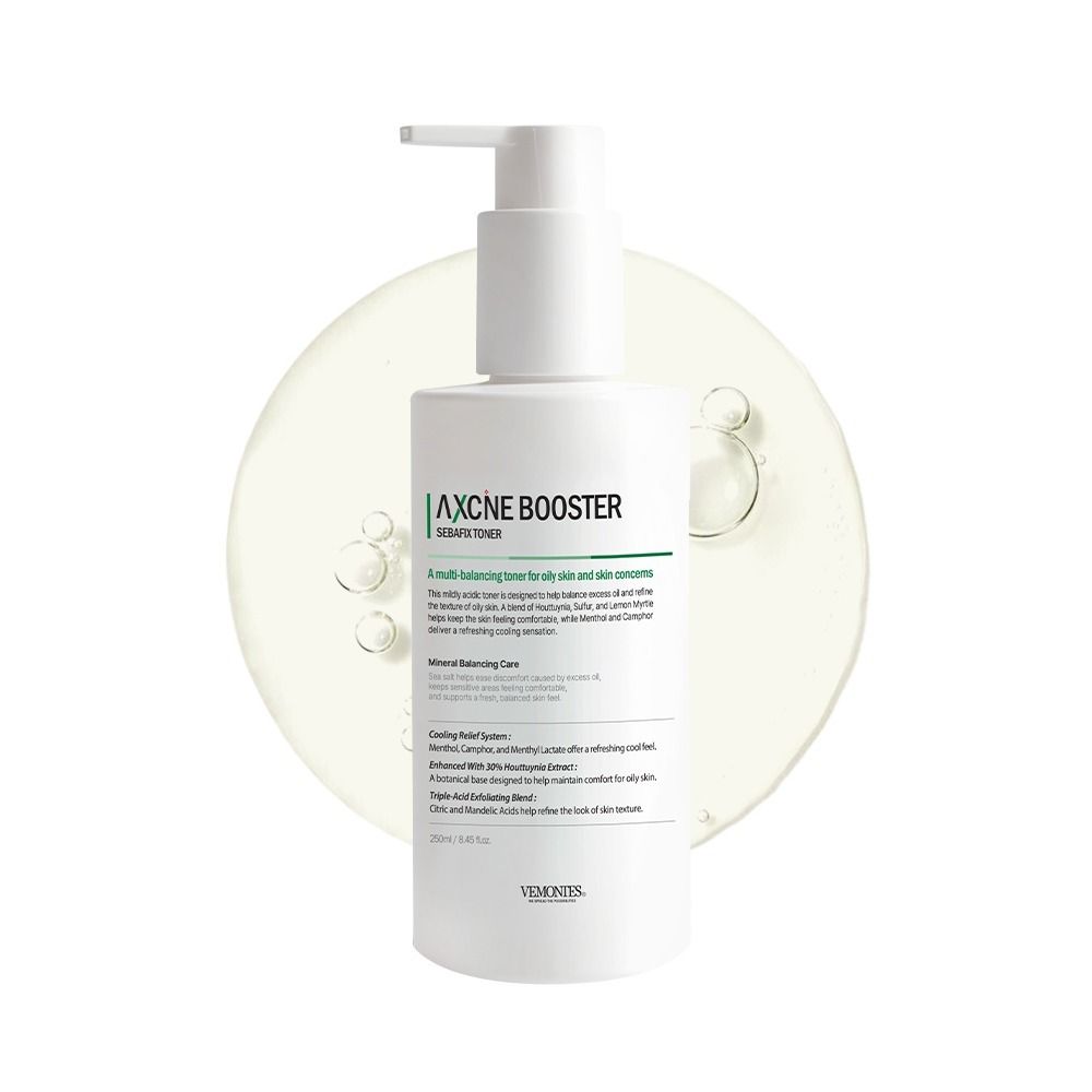 VEMONTES AXCNE Booster Sebafix 250ml Cool Pas Toner Thermal Relief Sebum Pore Triple Acid _ Made in Korea