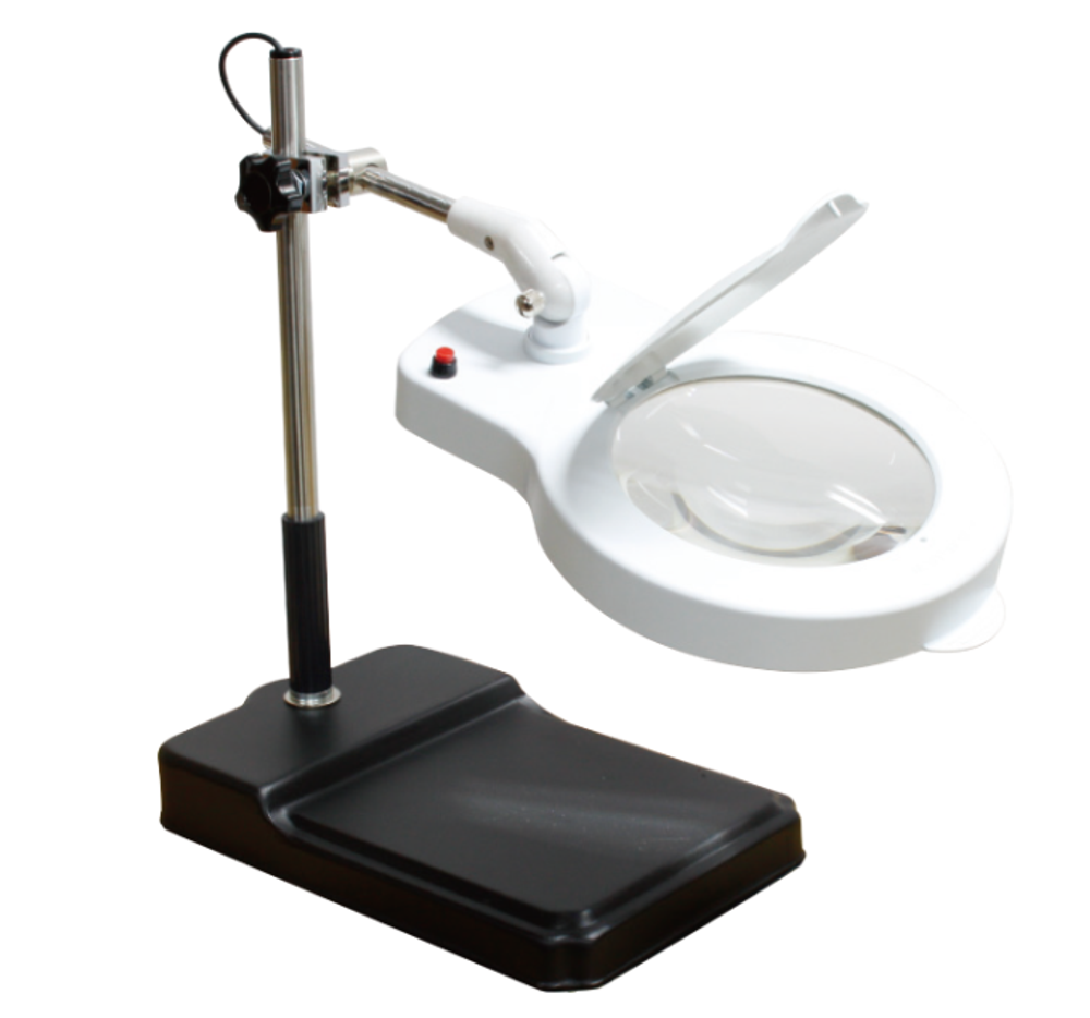 SEKI_OPTICAL 5X LED Illuminated Magnifying Glass SK-102XL-5X with 175mm Large Lens, Built-In Whie LED Lamp, Adjustable Joint Structure, and High-Tensile Spring