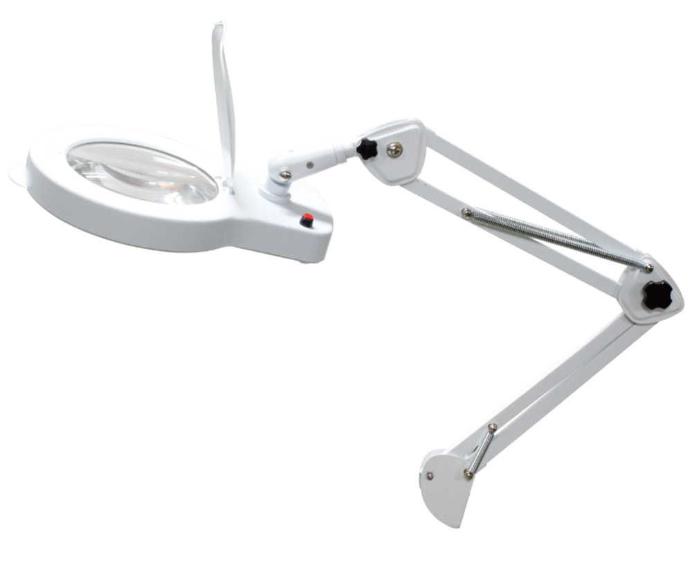 SEKI_OPTICAL 3, 5, 8X LED Illuminated Magnifying Glass SK-103L with 127mm Lens, Built-In Whie LED Lamp, Adjustable Joint Structure, and High-Tensile Spring, Clip Type