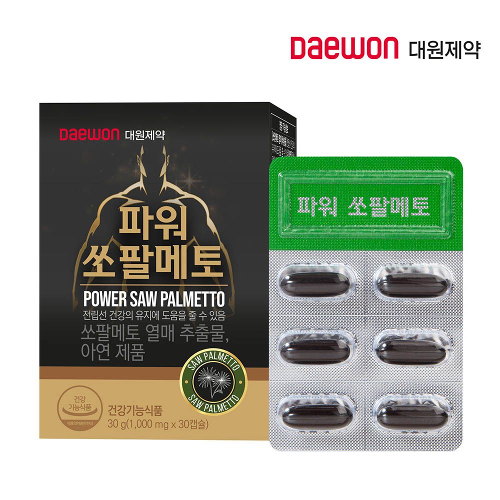 [Daewon Pharmaceutical] Power Saw Palmetto 1000mg x 30 Capsules-1 month supply _Supports Prostate Health, Contains Zinc Essential for Immune Function and Cell Division, Manufactured in Korea