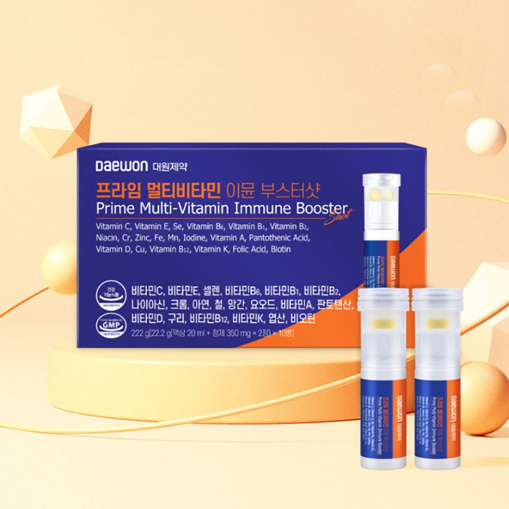[DAEWON] Prime Multivitamin Immune Booster Shot 10 Bottles 222g – 20 Essential Vitamins and Minerals in One Daily Dose .Made in Korea