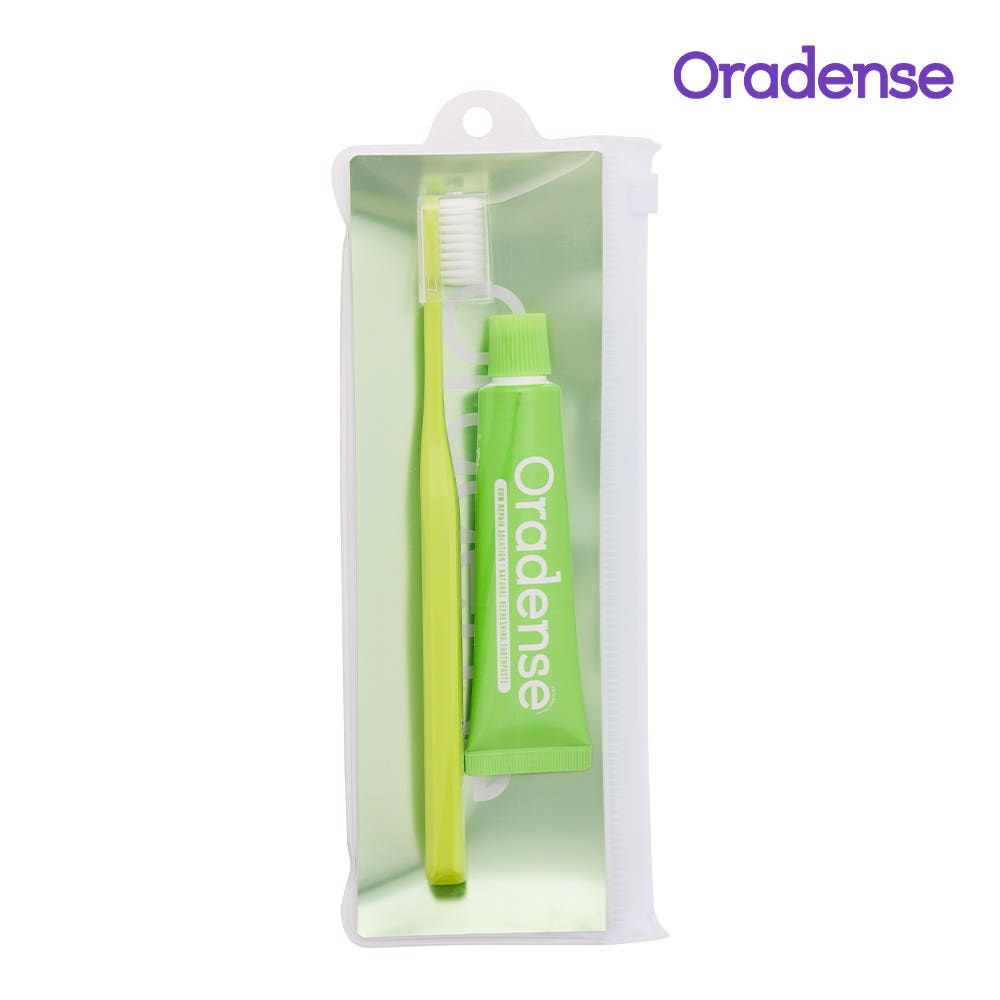 ORADENSE Natural Refreshing Gum Care Travel Toothbrush & Toothpaste Set