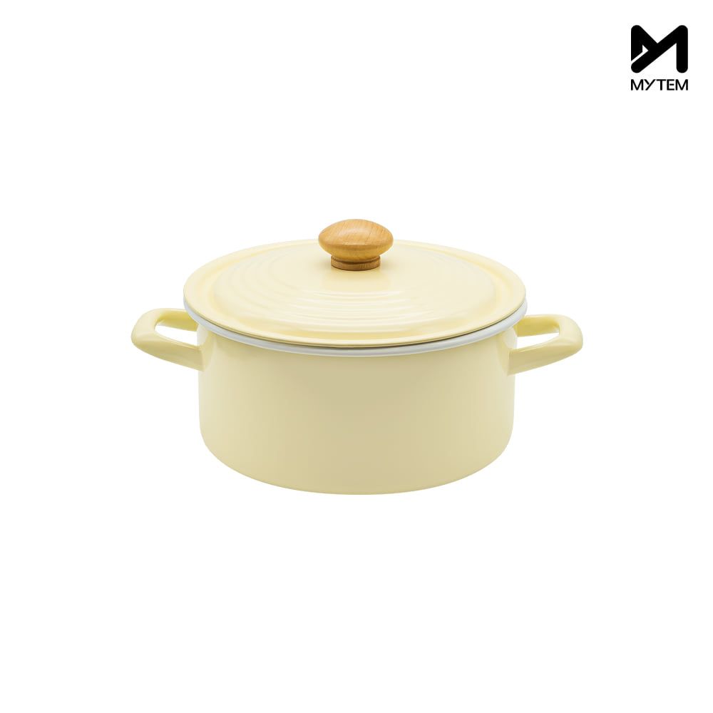 [Mytem] Gelato Induction 20cm Double-Handle Enamel Pot - Cookware with Gentle Colors and Exceptional Functionality, Made in Korea