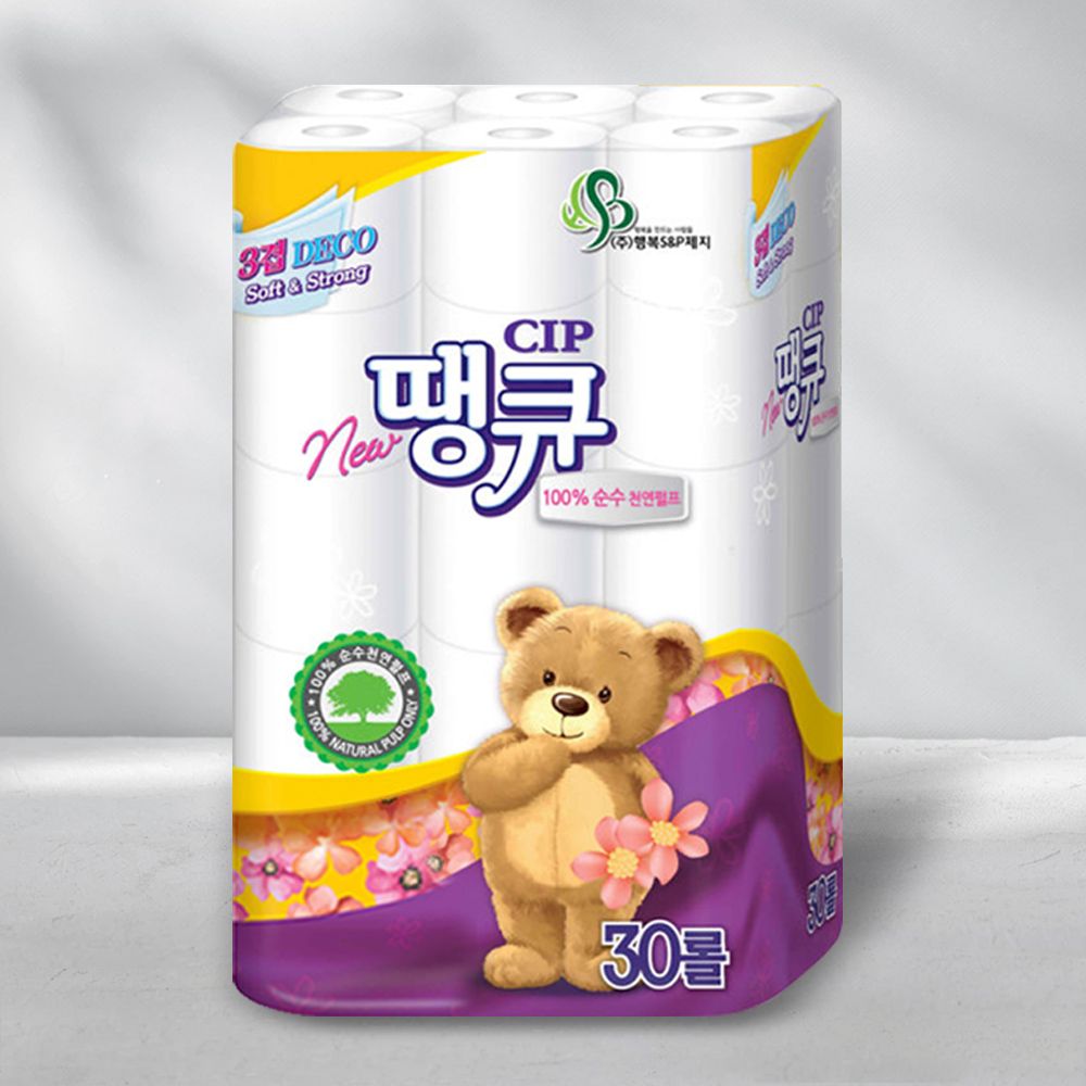 [HAPPY S&P Paper] CIP Thank You Toilet Paper 18m 30 Rolls – Soft and Clean 3-Ply 100% Natural Pulp Toilet Paper_Made in Korea