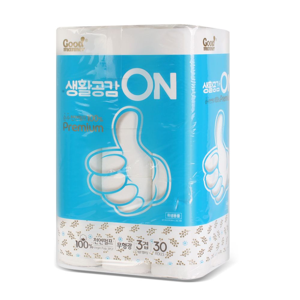 [HAPPY S&P Paper] Good Manner Everyday Comfort 30m*30 Rolls    – Soft and Clean 3-Ply 100% Natural Pulp Toilet Paper_ Made in Korea