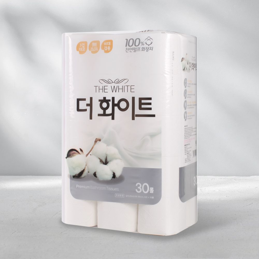 [HAPPY S&P Paper] THE WHITE 25, 25m*30 R    – Soft and Clean 3-Ply 100% Natural Pulp Toilet Paper_ Made in Korea
