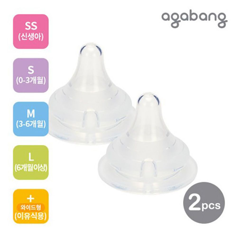 [Agabang] My Favorite Things Silicone Baby Nipples (2-Pack) –  Anti-Colic, BPA-Free, Soft & Natural Feel_  Made in Korea
