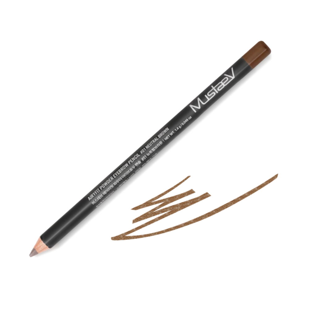 [MUSTAEV] Airy Fit Powder Eyebrow Pencil _ A Multi-Use Pencil for Natural Brows and Defined Eyes _ Made in Korea