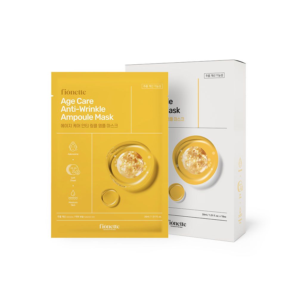 Fionette Age Care Anti-Wrinkle Ampoule Mask (10 Sheets) – Intensive Firming & Anti-Aging Facial Sheet Mask with High-Concentration Ampoule _ Made in Korea