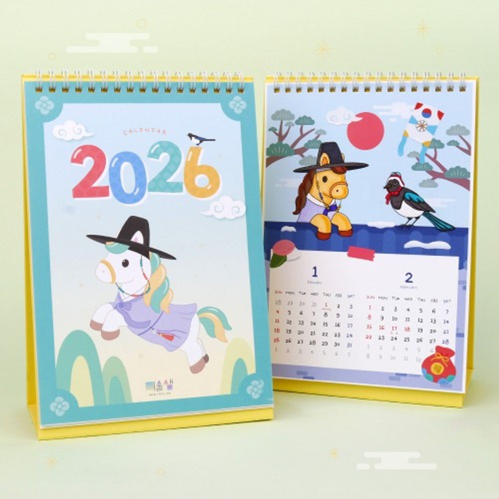 [ARTSAM] MisoolSaem 2026 Coloring Horse Desk Calendar (with Stickers) – Made in Korea