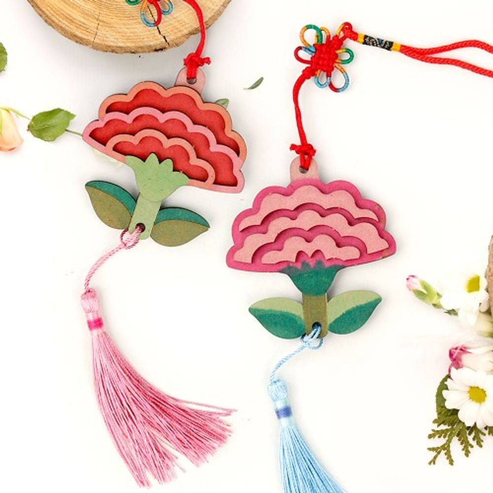 [ARTSAM]   MDF Carnation Hanging Ornament DIY Kit Traditional Korean Craft Gift _ Made in Korea