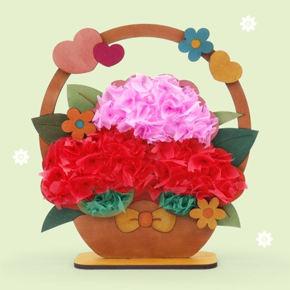 [ARTSAM] MDF Carnation Basket DIY Kit Clay Craft Kids Activity Gift Set