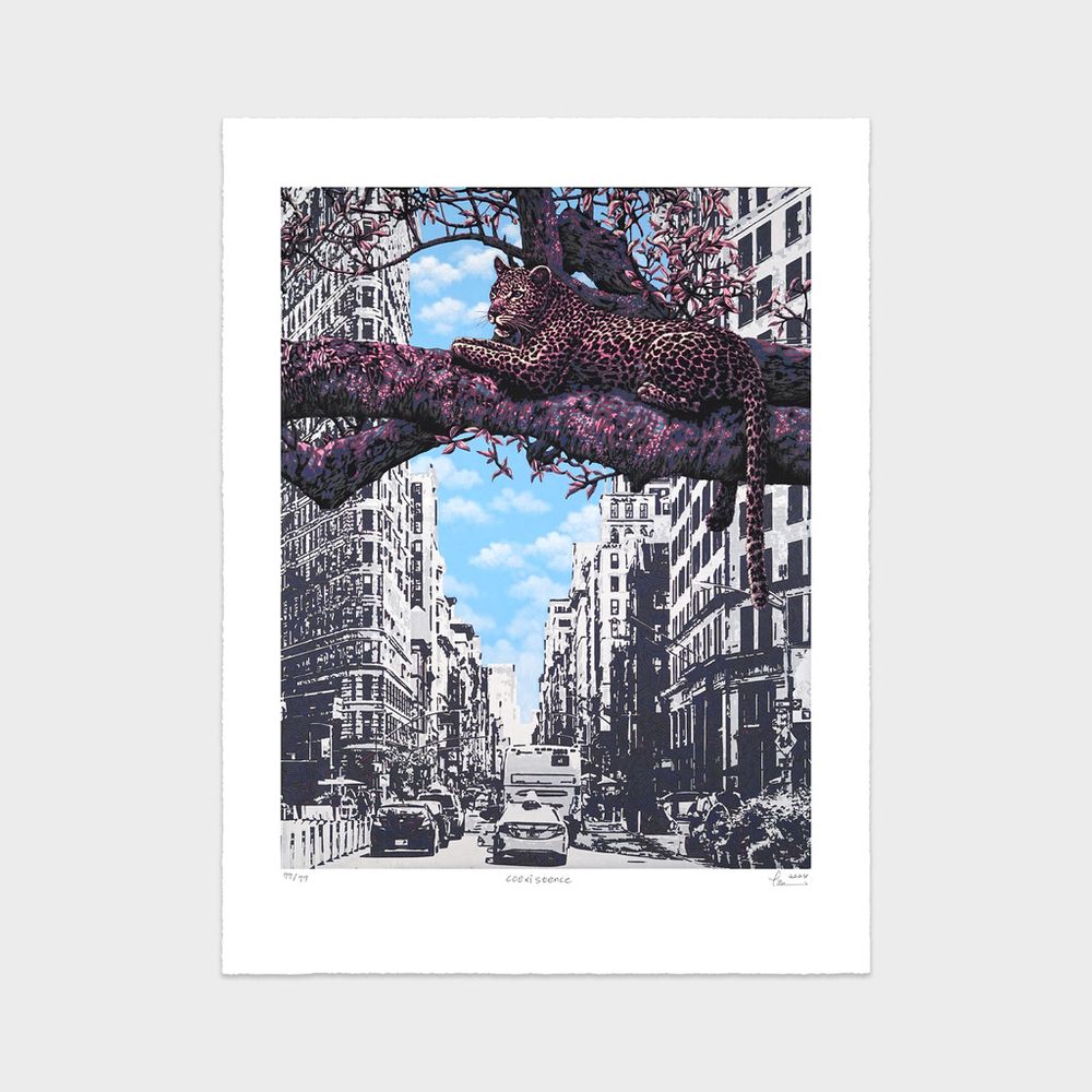 [GAHYUN ART] Park Ki-Hoon - Coexistence _ Silkscreen Print, The Coexistence of a Leopard and the City _ Korea
