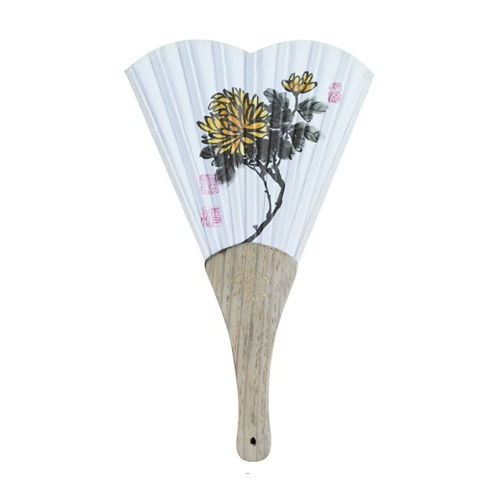 ATTY FACTORY Hyojaseon Sagunja Fan – Traditional Korean Hand Fan with Bamboo Handle, Plum Blossom, Orchid, Chrysanthemum, and Bamboo Artwork – Made in Korea