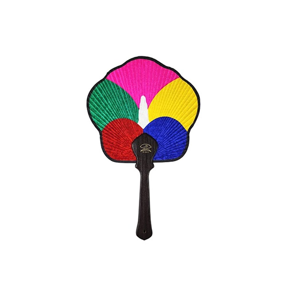 ATTY FACTORY Hibiscus Satin Fan (Small) – Traditional Korean Fan with Mugunghwa Pattern and Knot Decoration _ Made in Korea