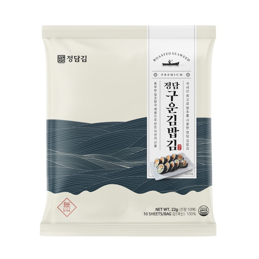 Jeongdamgim Crispy Gimbap Seaweed Made from 100% Premium Korean Laver 22g (10 Sheets) – Freshness & Flavor in Every Sheet