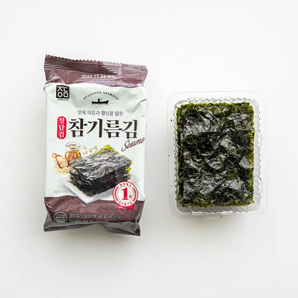 Jeongdamgim Lunchbox Seaweed (Sesame Oil) 5g x 12 Packs– Premium Korean Lunchbox Seaweed – Crispy, Savory, and Fresh