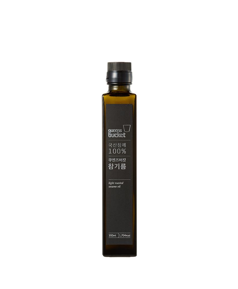 QUEENBUCKET Korean Cold-Pressed Sesame Oil  200ml  _ 100% Korean Sesame Seeds, Premium Raw Sesame Oil _ Made in Korea