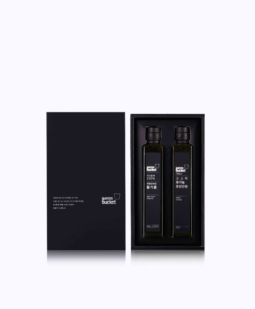 QUEENSBUCKET Perilla Oil & Organic Soy Sauce Set _ Premium Cold-Pressed Oil & Traditional Korean Soy Sauce