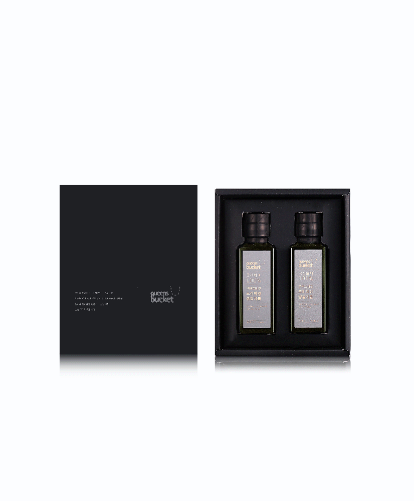 QUEENSBUCKET Cold-Pressed Raw Sesame Oil & Raw Perilla Oil Set (100ml each) _ Premium Korean Oils 