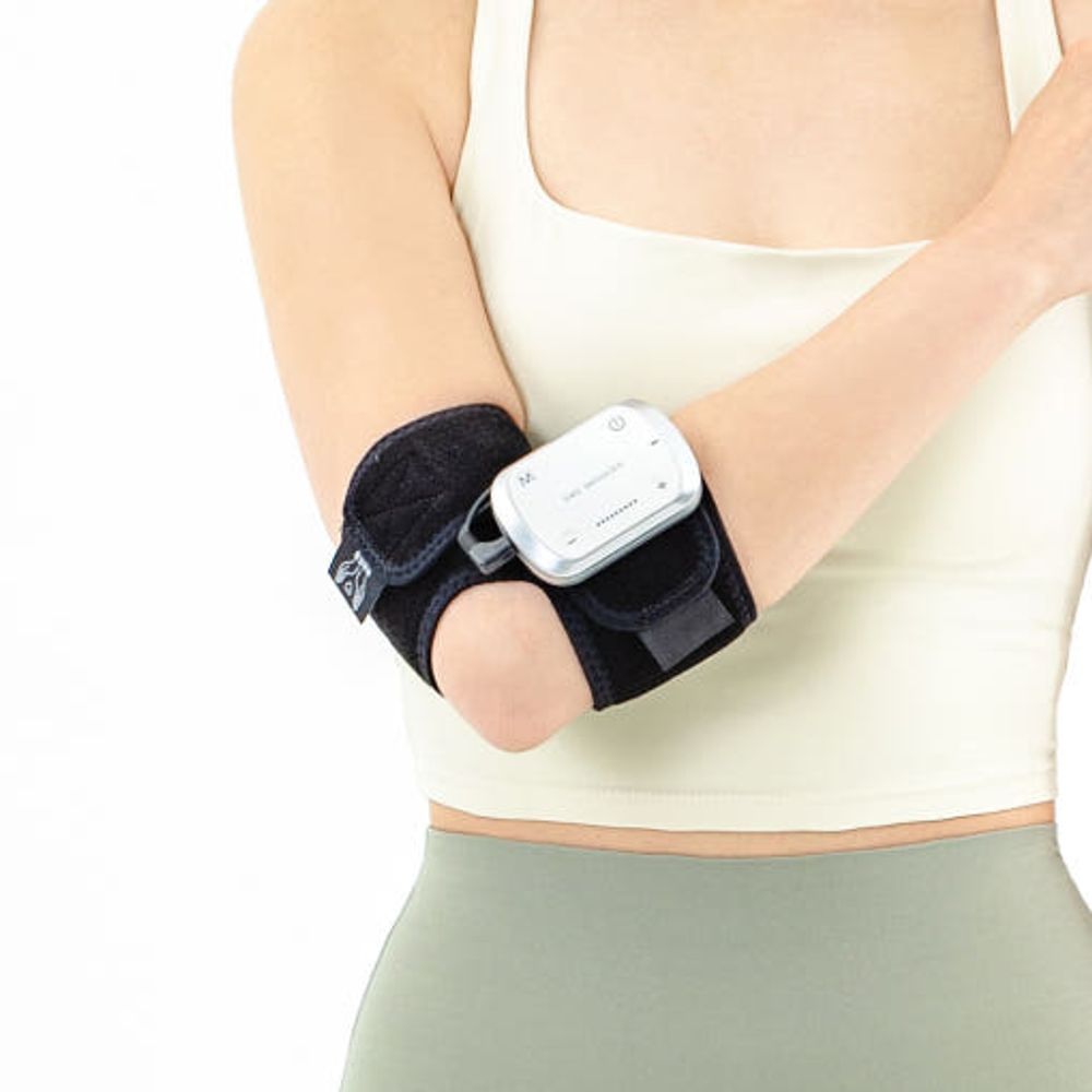 YAKSON DREAM Wearable EMS Massager Elbow – Wearable Electronic Muscle Stimulator Band for Elbow Pain Relief & Recovery, Silver Conductive Fabric, 6 Modes & 9 Intensity Levels _ Made in KOREA