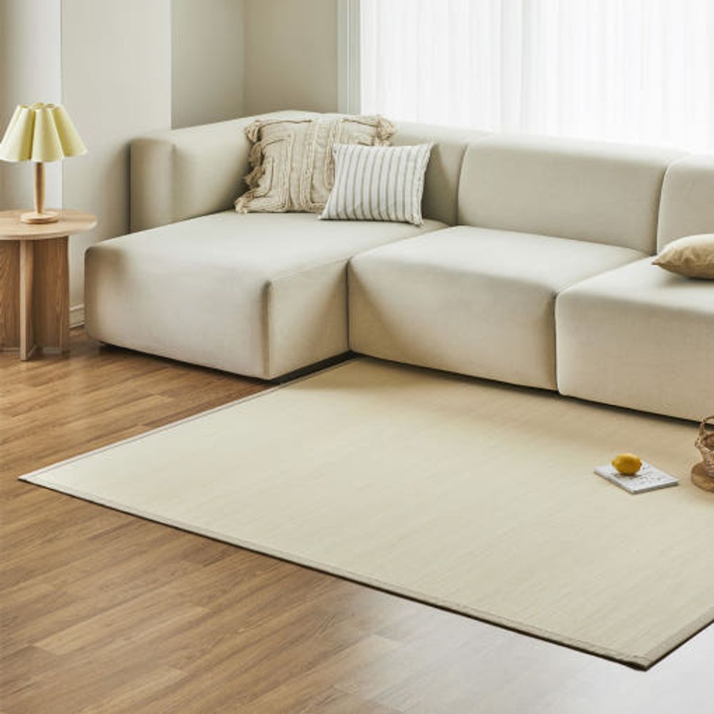 HANSSEM Natural Bamboo Rug Mat 100×150 – Non-Slip Backing, Breathable, Eco-Friendly Summer Mat, Hygienic & Foldable with Storage Bag