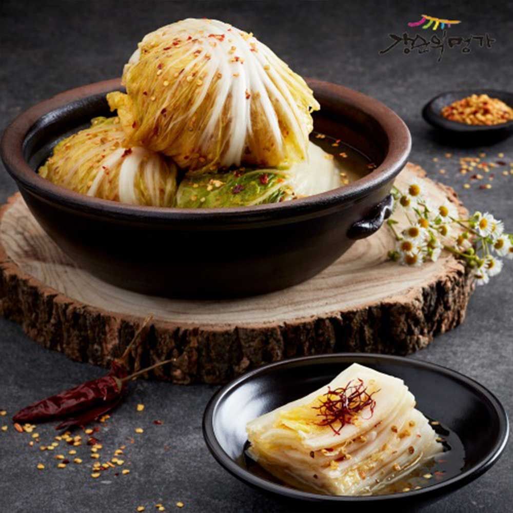 Authentic Korean White Kimchi with Chili Seeds 3kg – Refreshing & Mildly Spicy Baek Kimchi by Gangsooni Myeongga