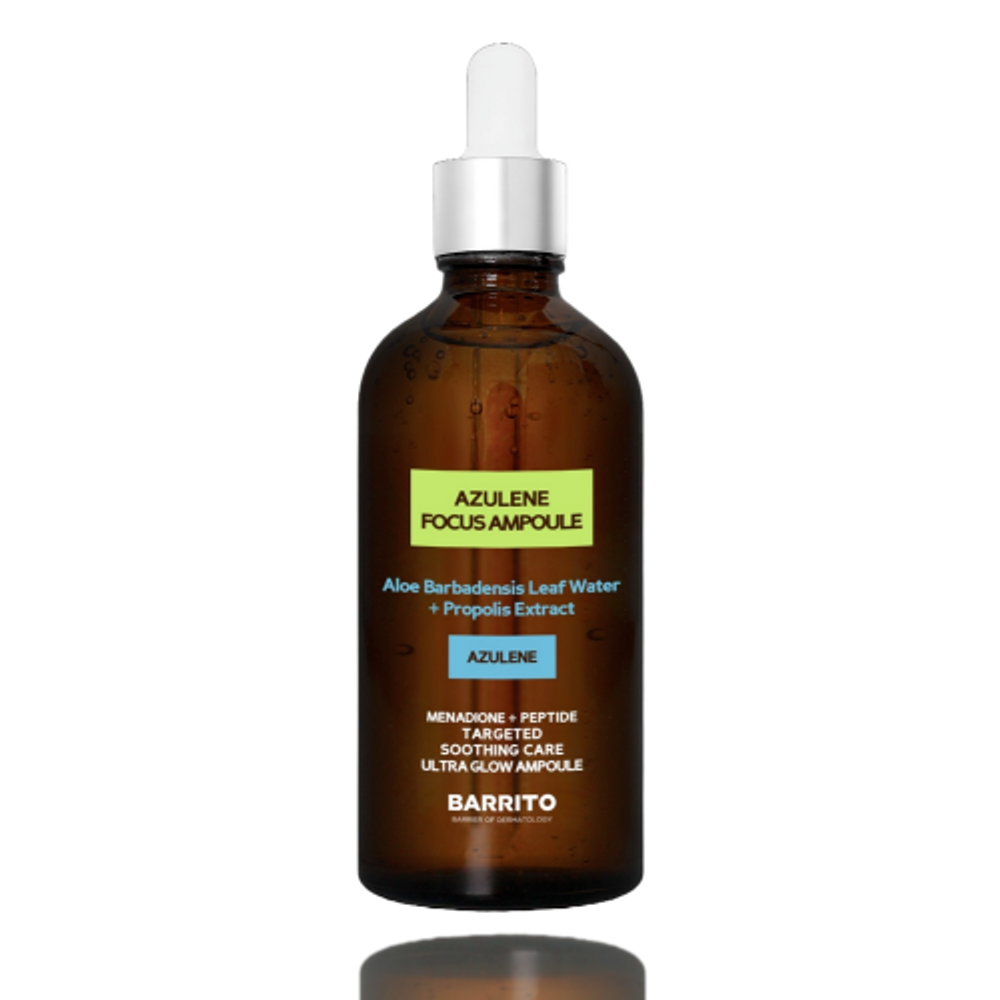REJUMELA Barrito Azulene K Focus Ampoule 100ml – High-Potency Azulene & Propolis Calming & Brightening Ampoule _ Made in KOREA