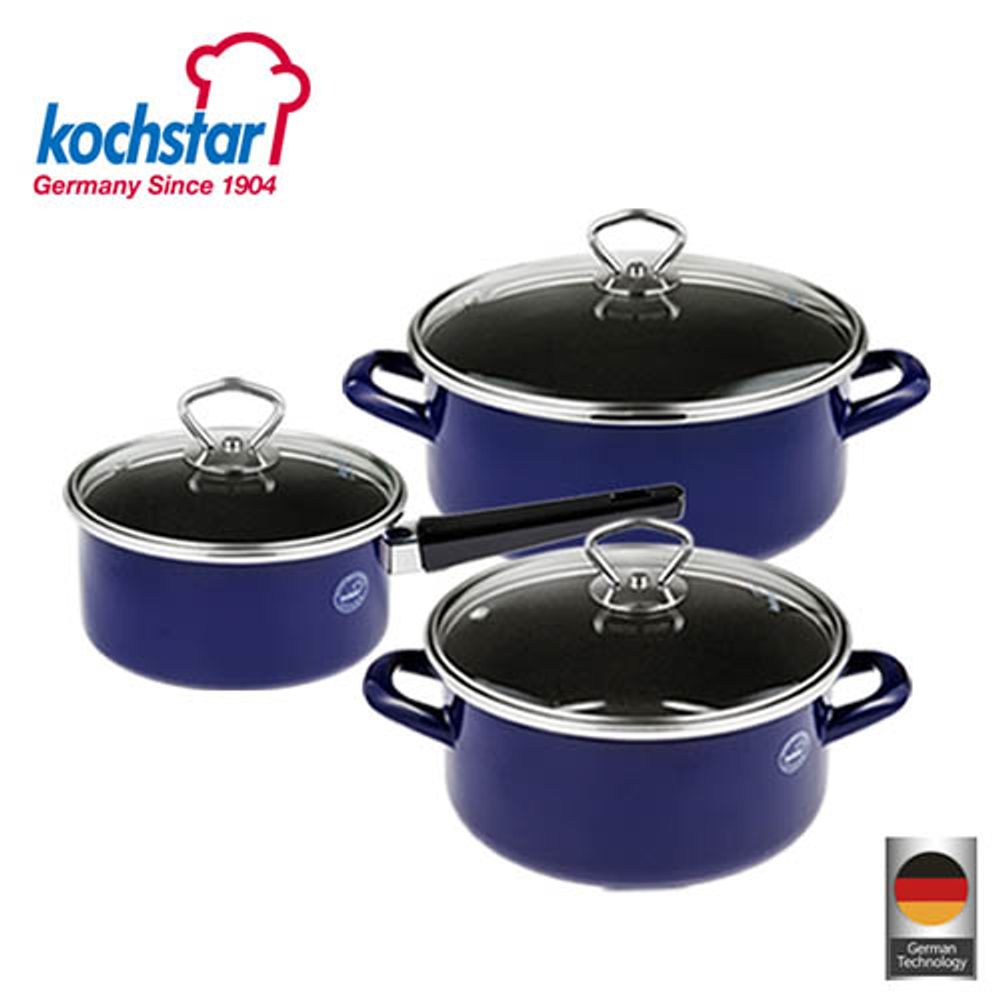 [KOCHSTAR] Vienna Blue Keramic Cookware 3-Piece Set (KSC-VBS6P04C4) – Premium Ceramic Coating, Induction & Oven Safe, Antibacterial & Far-Infrared Cooking _ Made in Germany