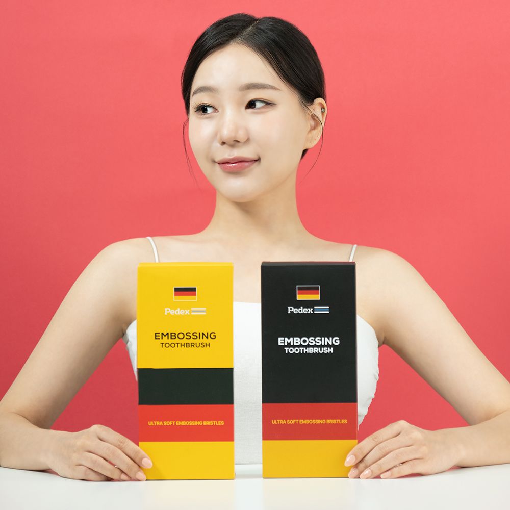 German Pedex Embossed Ultra-Soft Slim Toothbrush 5-Pack + Long Toothbrush 5-Pack (Total 10 Brushes) | Perlon German Bristles | Clinically Tested Tartar Removal Toothbrush