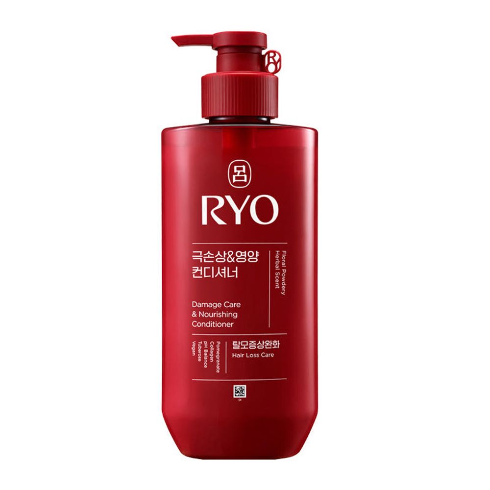 RYO RED Damage Care & Nourishing Conditioner 480ml – Hair-Loss Relief, Root Strengthening, Triple Collagen™, Anti-Aging Ginseng, Low-pH Scalp-Friendly Formula _ Made in KOREA