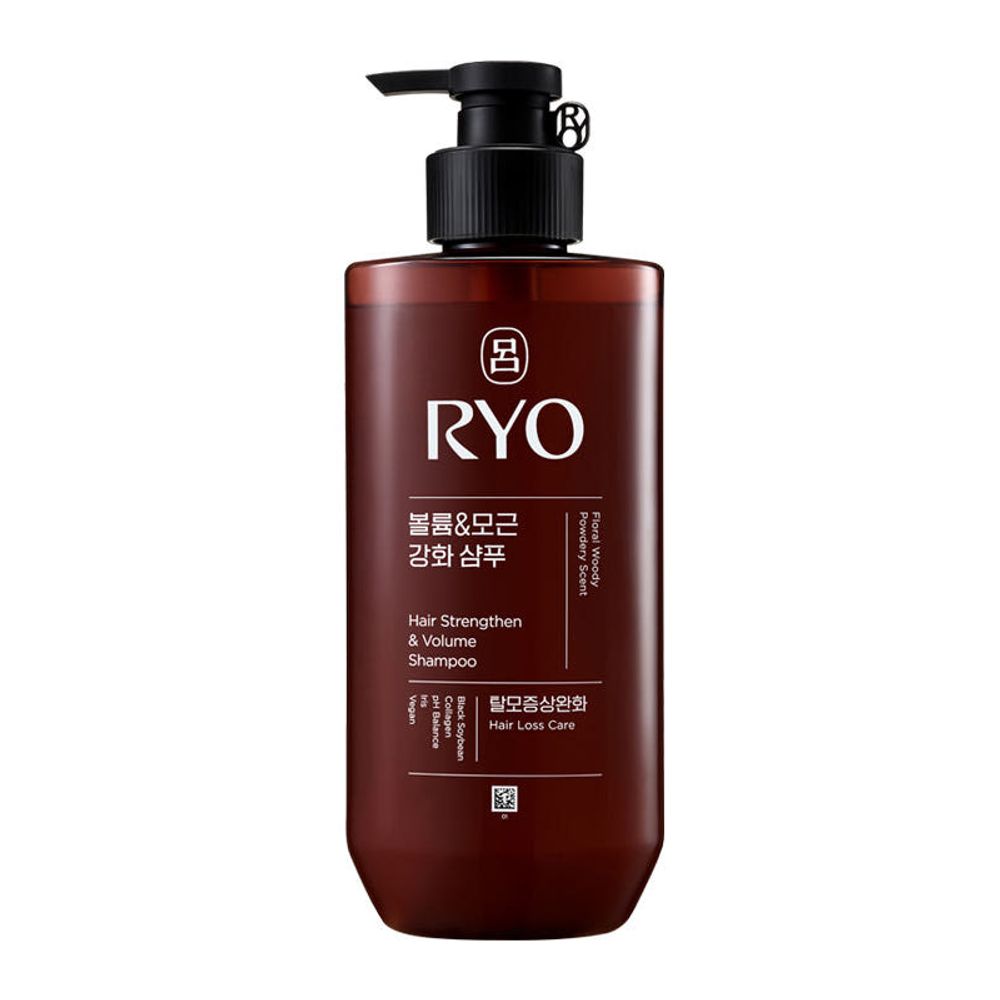 RYO BROWN Hair Strengthen & Volume Shampoo 480ml – 48-Hour Root Volume, Hair-Loss Relief, Anti-Aging Ginseng, Caffeine, Triple Collagen™, Low-pH _ Made in KOREA