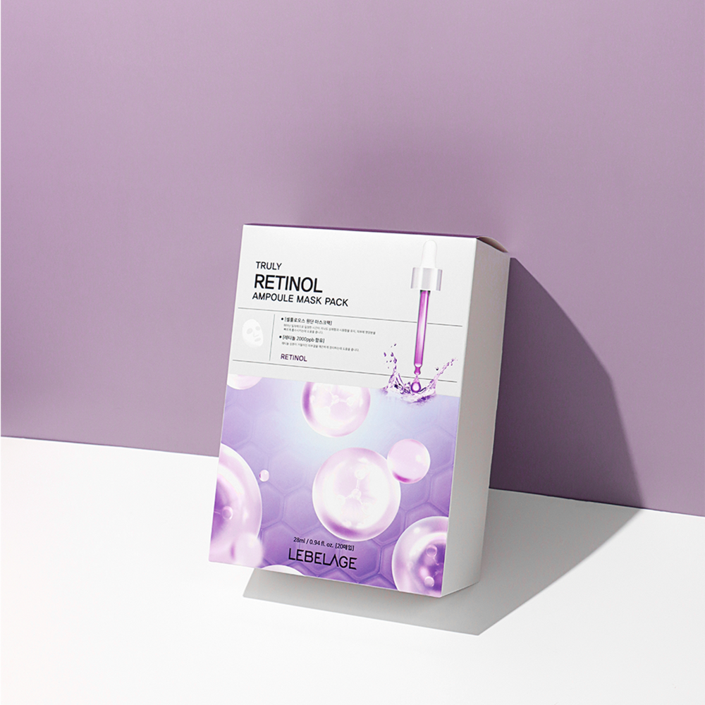 LEBERAGE Truly Retinol Ampoule Mask Pack 20 Sheets – Smooth, Firming & Radiance Care _ Made in Korea