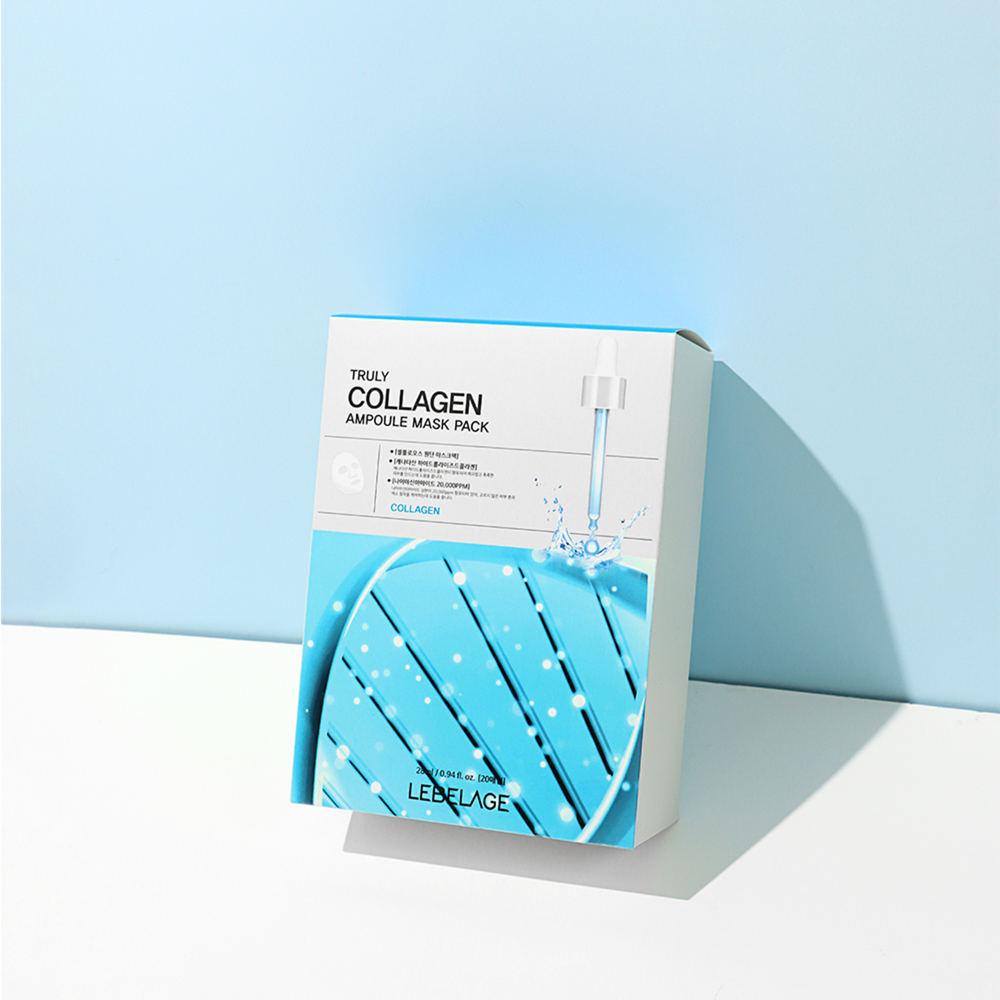 LEVERAGE Truly Collagen Ampoule Mask Pack 20 Sheets – Intensive Brightening & Firming Care _ Made in Korea