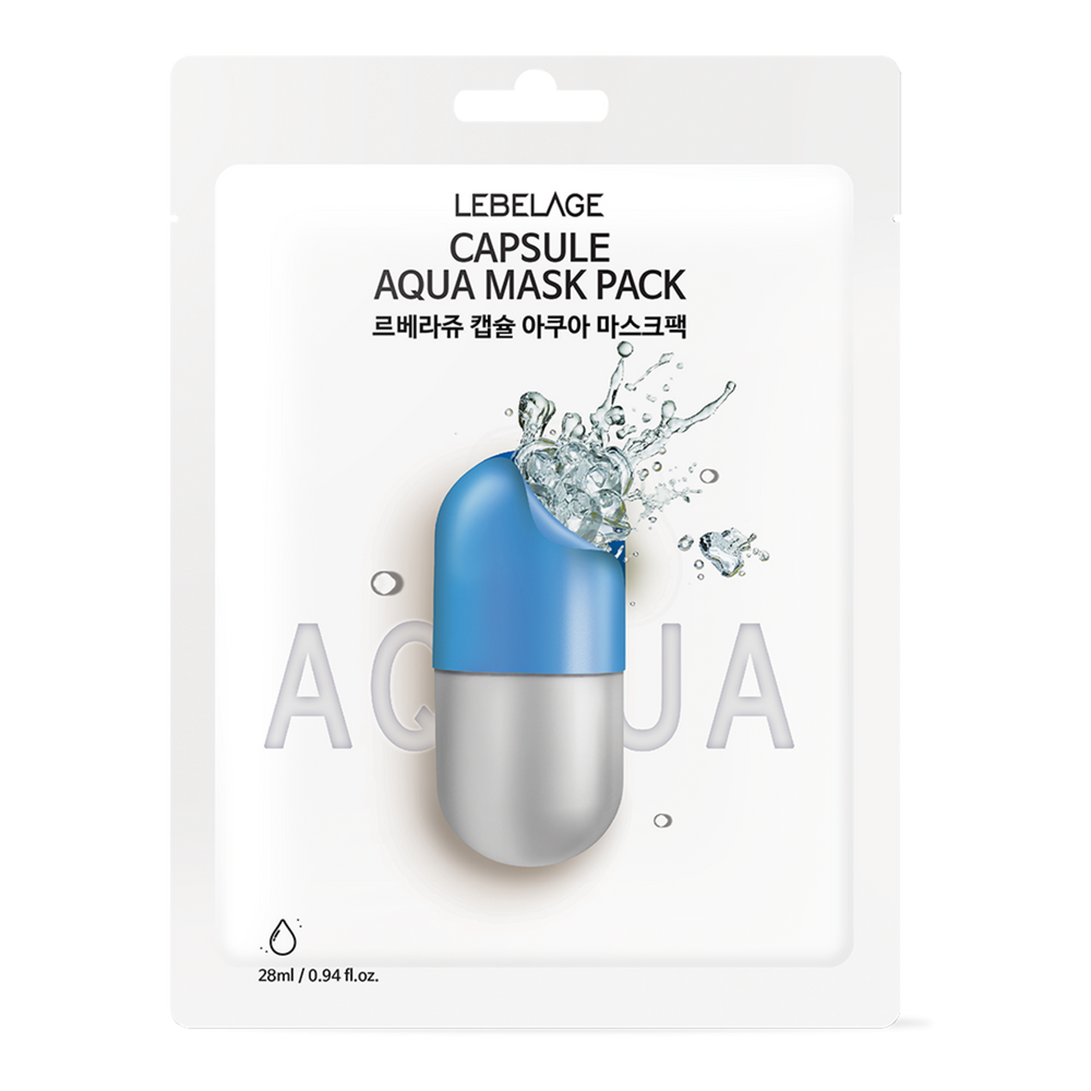 LEBELAGE Capsule Aqua Mask Pack 10 Sheets with Sodium Hyaluronate for Deep Hydration and Anti-Wrinkle Skin Care _ Made in Korea