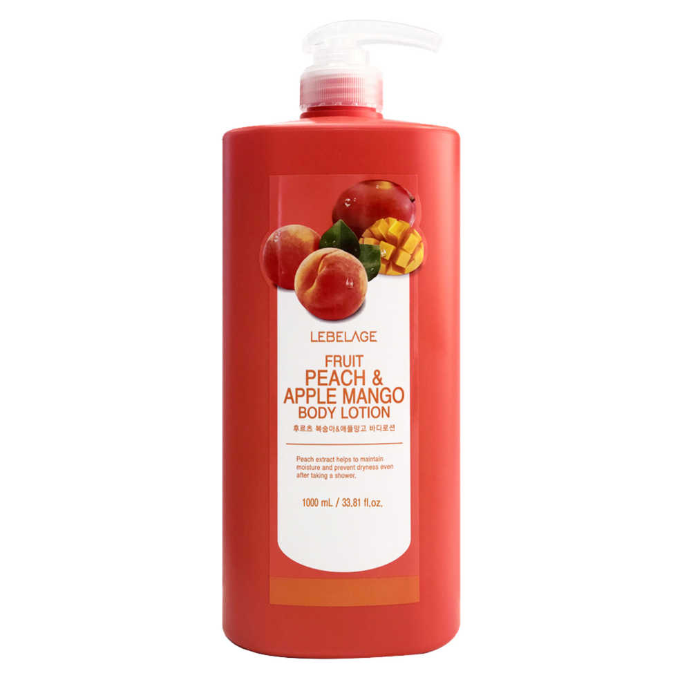 LEBELAGE Fruit Peach and Apple Mango Body Lotion 1000ml Large Capacity for Skin Elasticity Vitality Hydrating _ Made in Korea