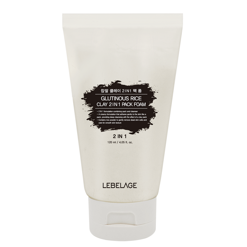 LEBELAGE Sticky Rice Clay 2-in-1 Pack Foam Cleanser for Deep Pore Cleaning and Brightening Exfoliation _ Made in Korea