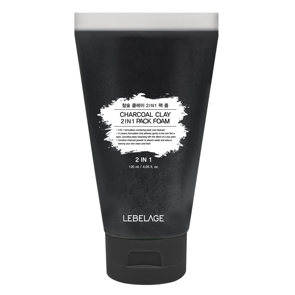 LEBELAGE Charcoal Clay 2-in-1 Pack Foam Cleanser for Deep Pore Detox and Sebum Control _ Made in Korea