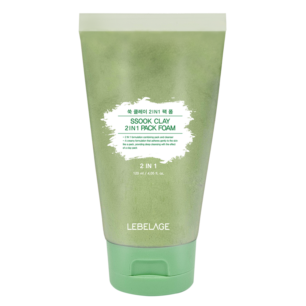 LEBELAGE Mugwort Clay 2-in-1 Pack Foam Cleanser for Rapid Skin Soothing and Pore Purification _ Made in Korea