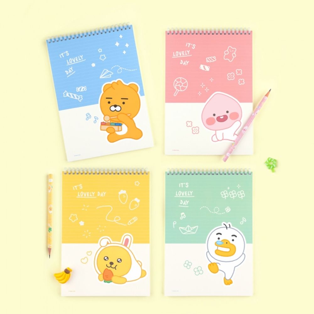 Kakao Friends Little Friends Lovely New Semester Top Spiral Notebook | B5 Lined Note | 360° Twin Ring | 70 Sheets 7mm Rule | Made in Korea
