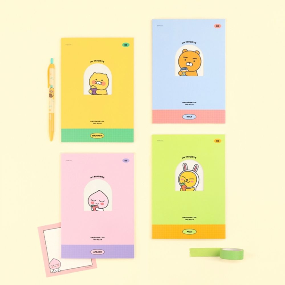 Kakao Friends B6 Arch Window/Dom Song Note | Photo Card/Sticker DIY Emotional Notebook | 7mm Lined 40 Sheets | Made in Korea