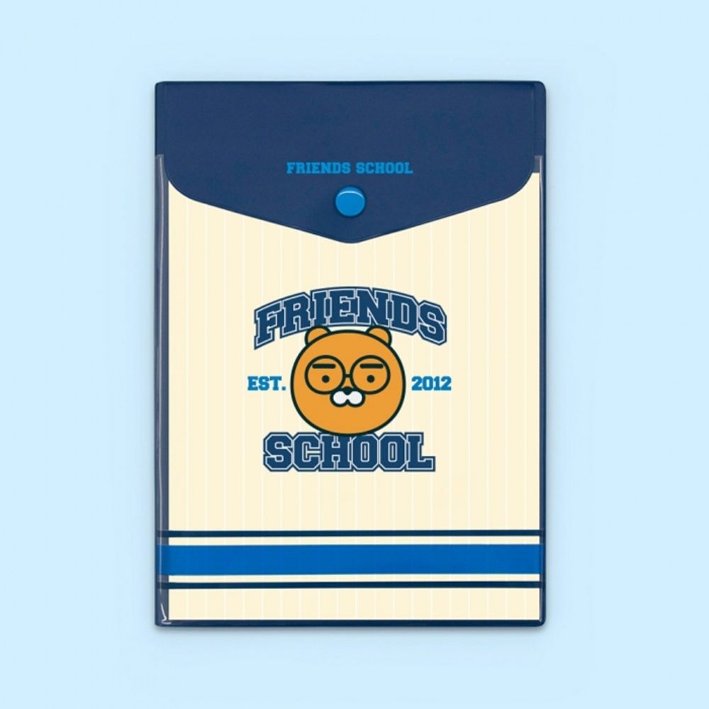 Kakao Friends School Theme Color Multi-Pocket Notebook (Ryan/Apeach/Tube/Neo) | Snap Button Pocket Cover | 175x254mm Practical Note | Made in Korea